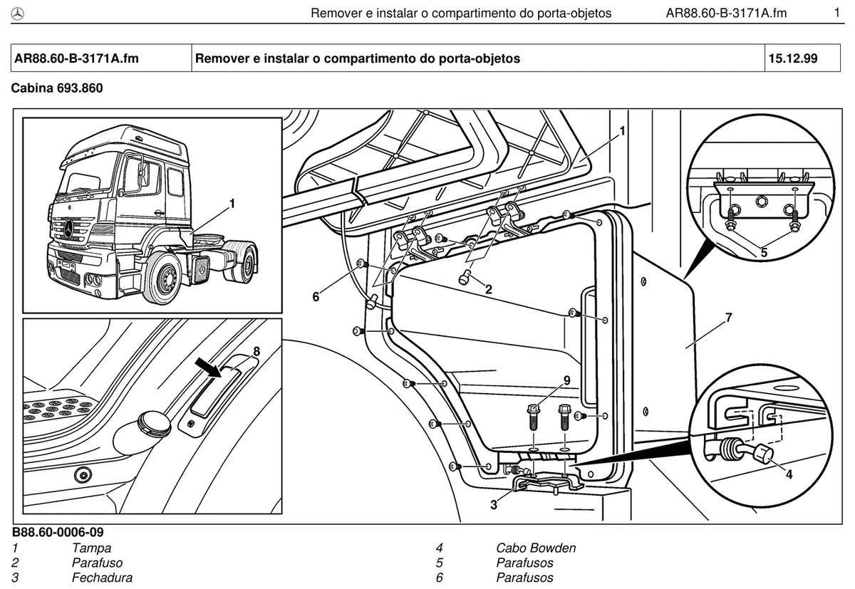 Página do manual de oficina Mercedes-Benz 1938 (3 versões)