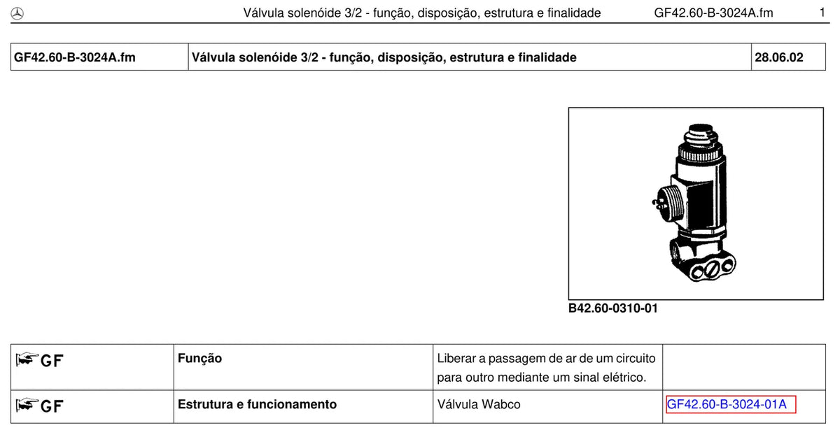 Página do manual de oficina Mercedes-Benz 1944 (2 versões)