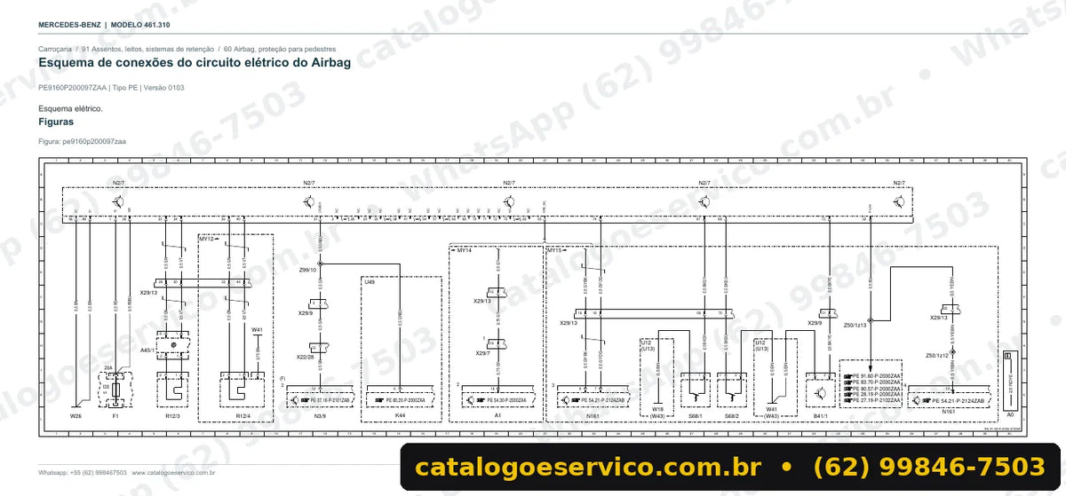 Página de esquema elétrico do manual Mercedes-Benz 240 GD (W461)