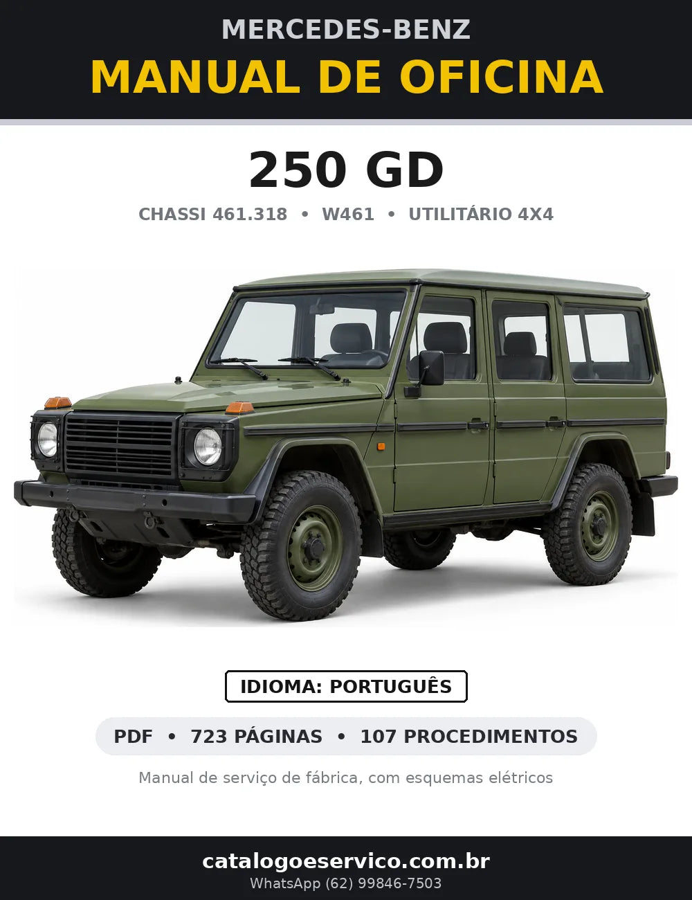 Capa do manual de oficina Mercedes-Benz 250 GD (W461)