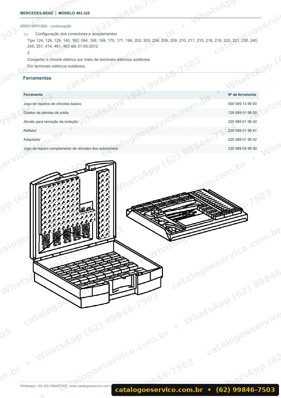 Página de procedimento do manual de oficina Mercedes-Benz 250 GD (W463)