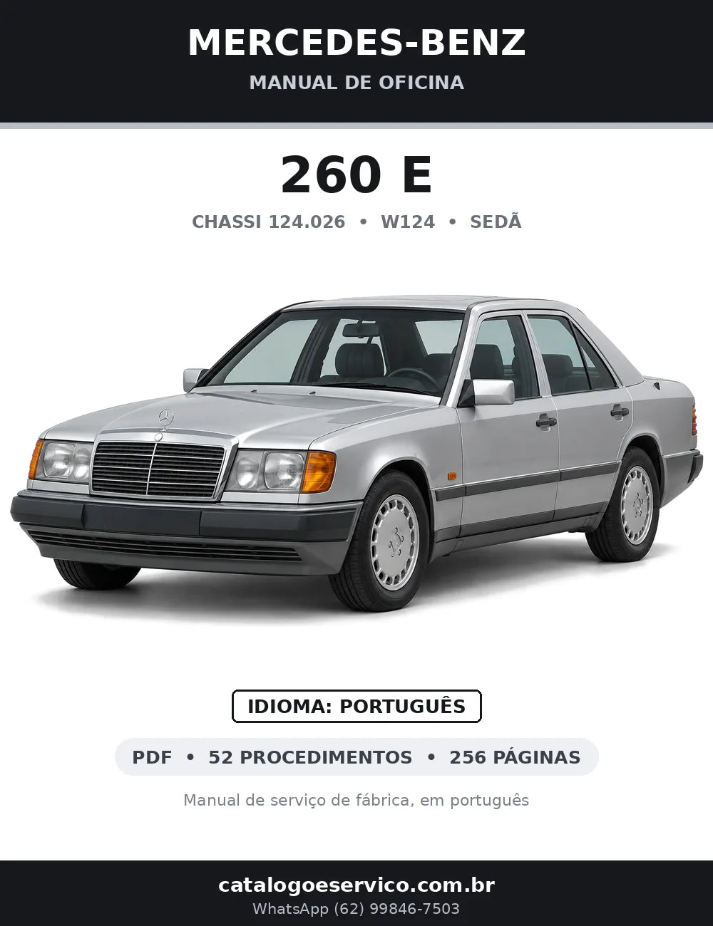 Capa do manual de oficina Mercedes-Benz 260 E (W124)