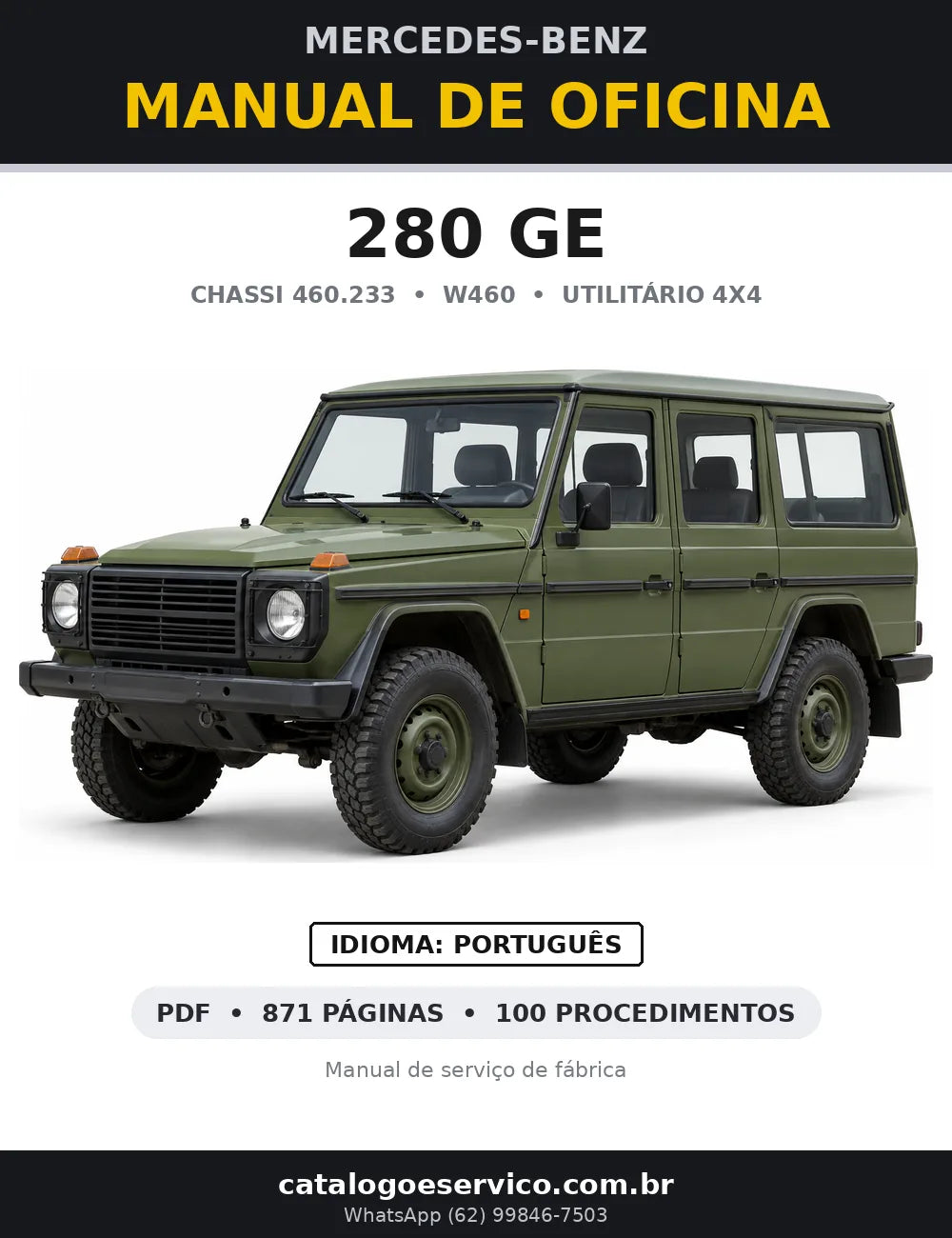 Capa do manual de oficina Mercedes-Benz 280 GE (W460)