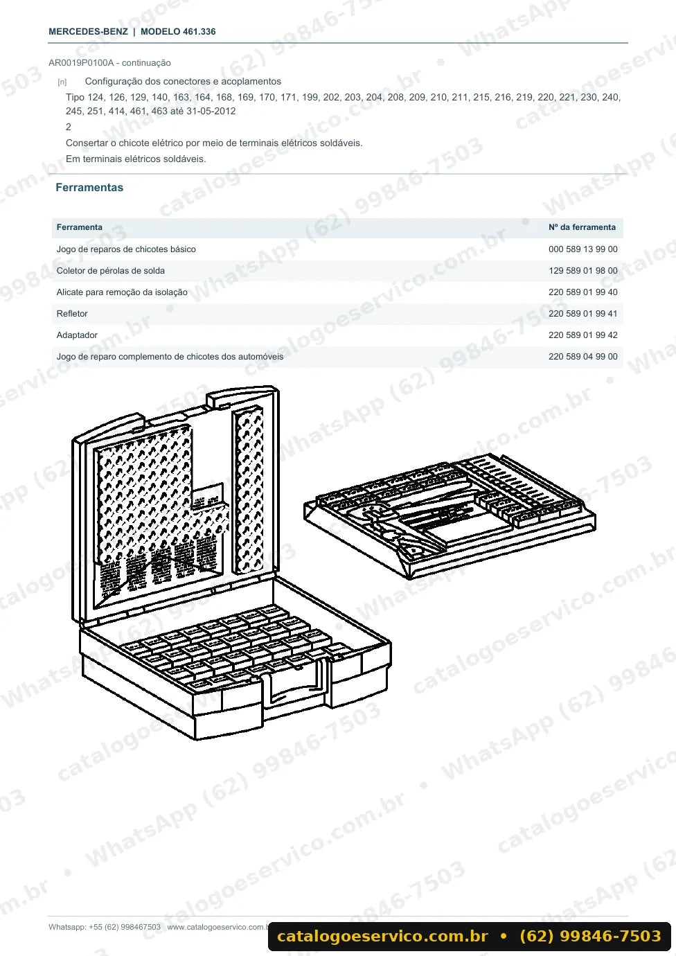 Página de procedimento do manual de oficina Mercedes-Benz 290 GD (W461)