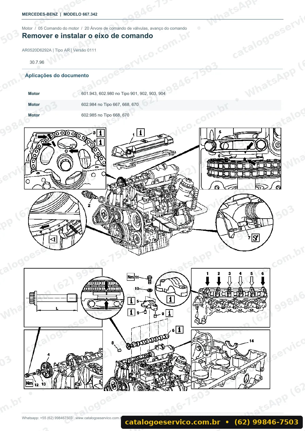 Página de procedimento do manual de oficina Mercedes-Benz 507 D
