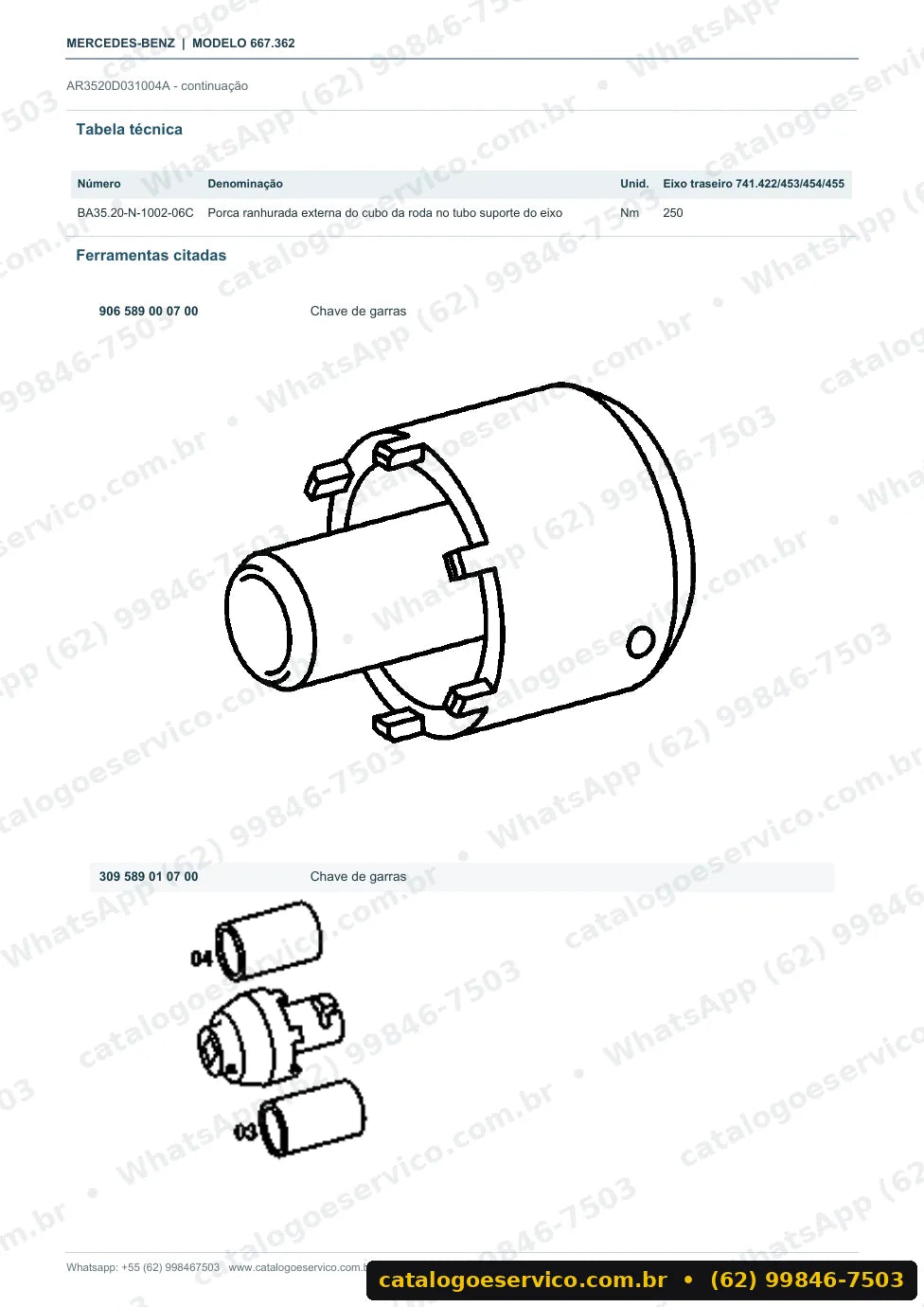 Página de procedimento do manual de oficina Mercedes-Benz 508 D