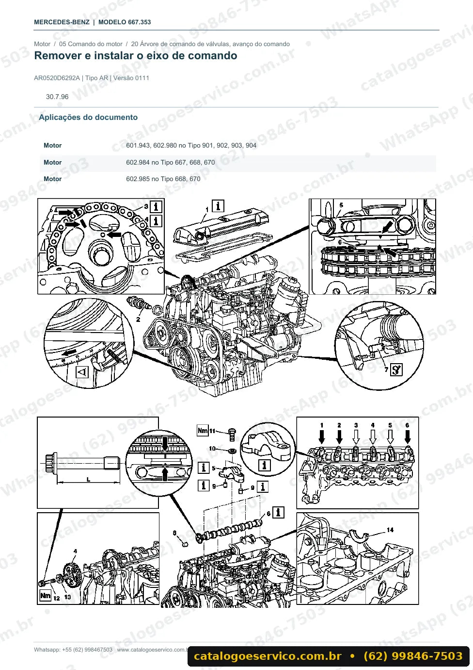 Página de procedimento do manual de oficina Mercedes-Benz 512 D