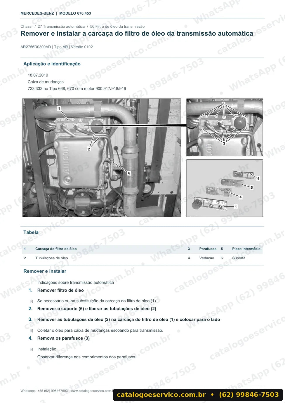 Página de procedimento do manual de oficina Mercedes-Benz 813 DA (Micro-ônibus)