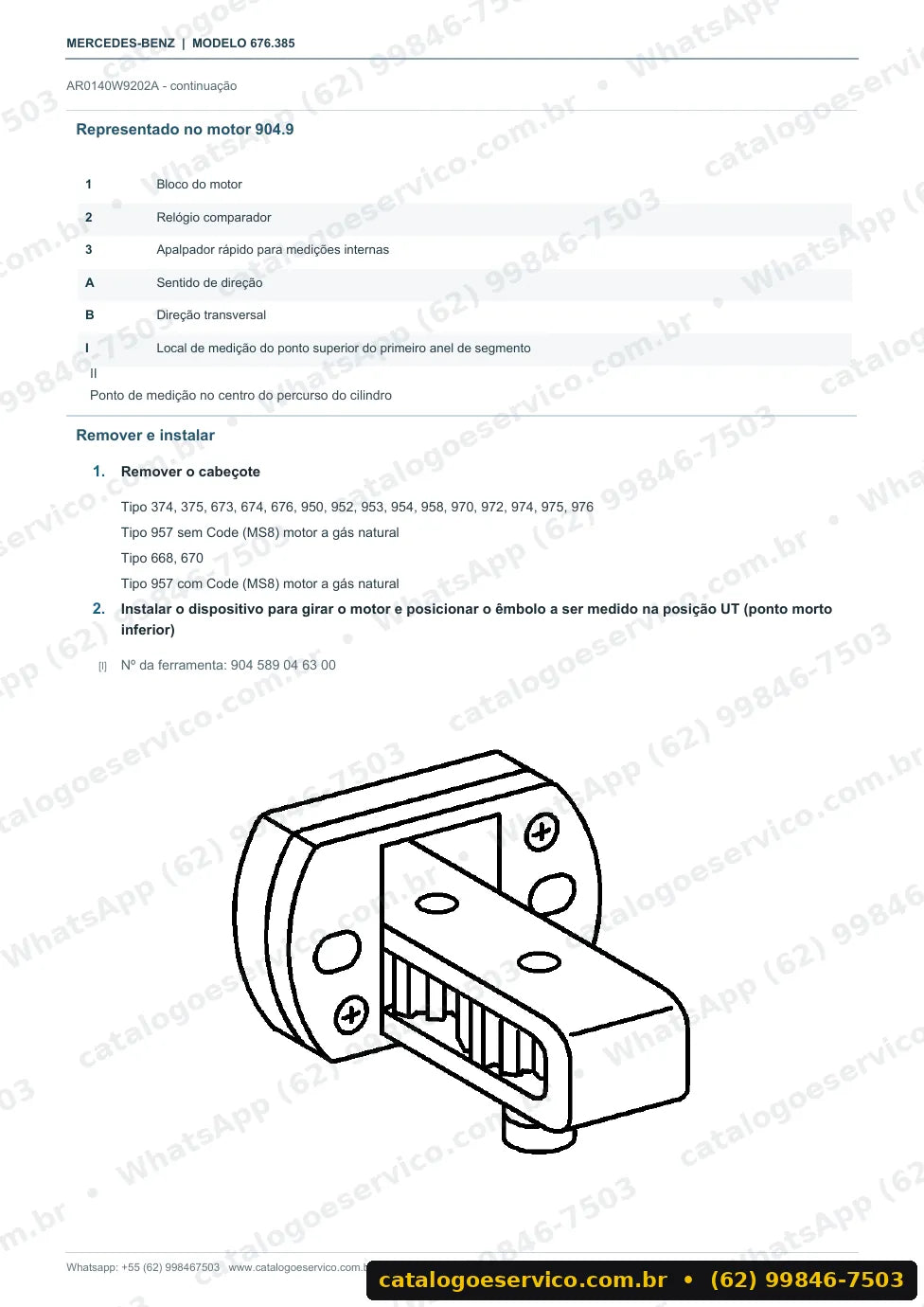 Página de procedimento do manual de oficina Mercedes-Benz 817