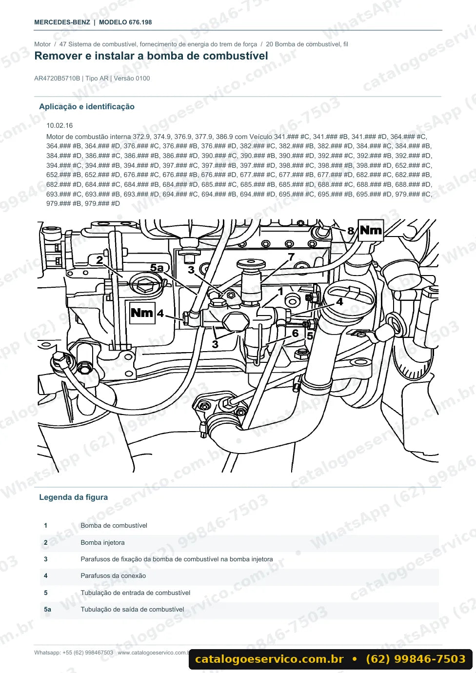 Página de procedimento do manual de oficina Mercedes-Benz 917 AF / AK / K / KO