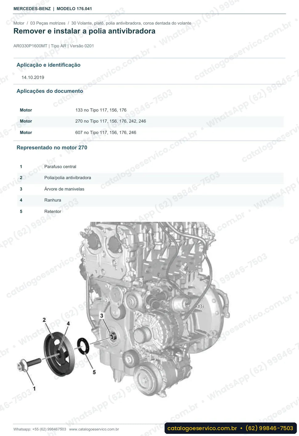 Página de procedimento do manual de oficina Mercedes-Benz A 160 (W176)