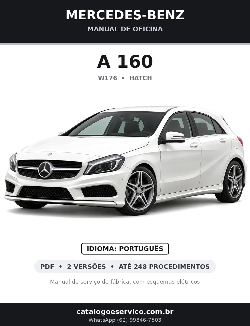 Capa do manual de oficina Mercedes-Benz A 160 (W176)