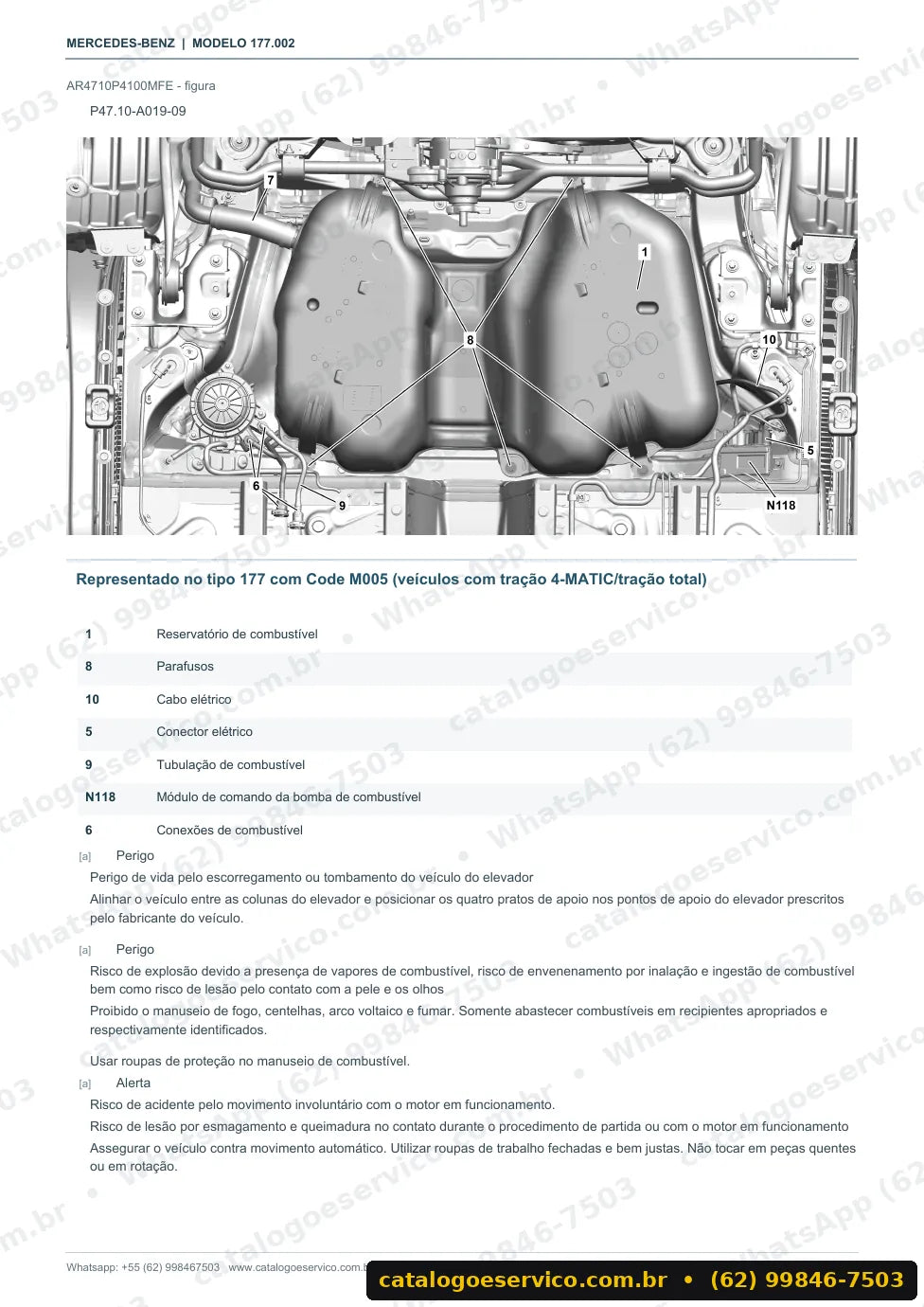 Página de procedimento do manual de oficina Mercedes-Benz A 160 (W177)