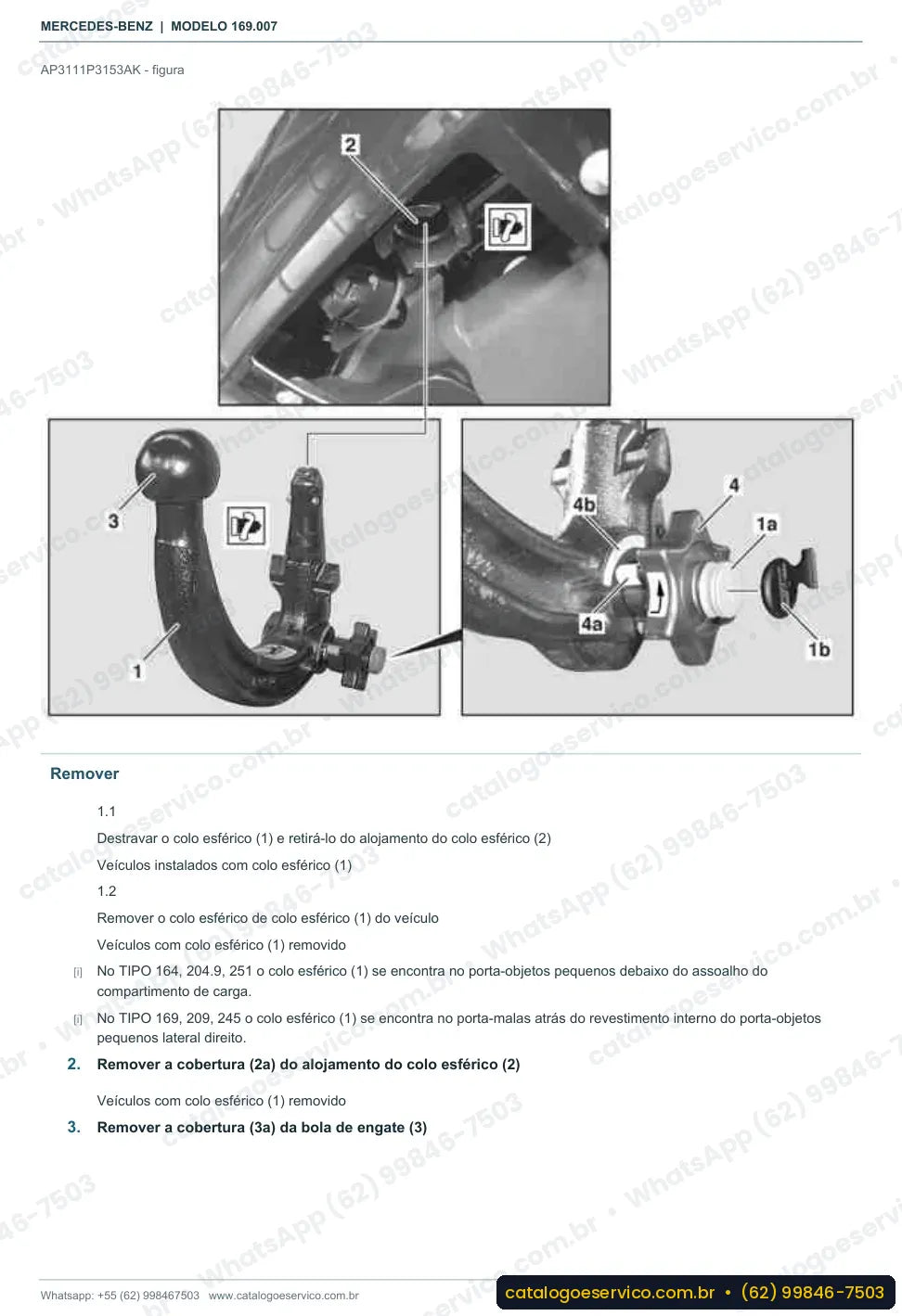 Página de procedimento do manual de oficina Mercedes-Benz A 180 (W169)
