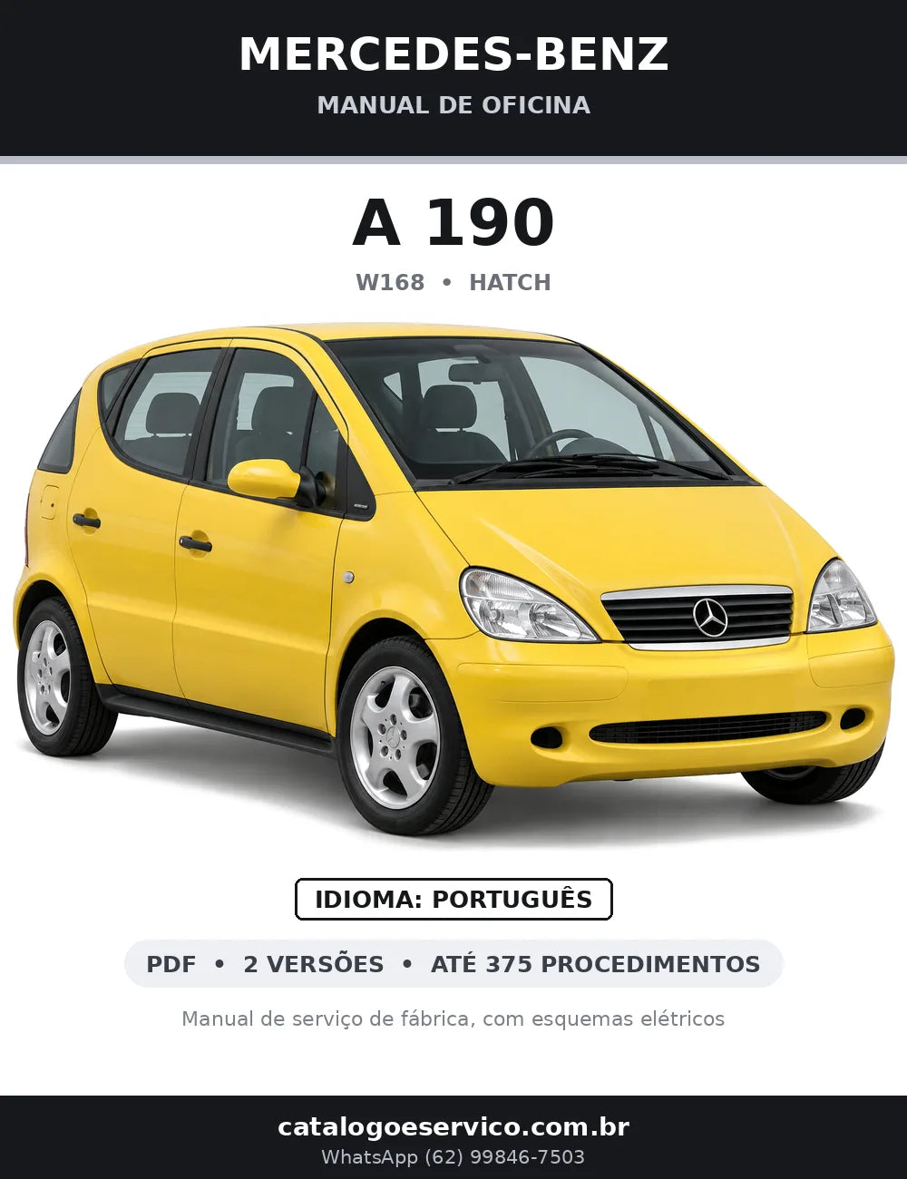 Capa do manual de oficina Mercedes-Benz A 190 (W168)