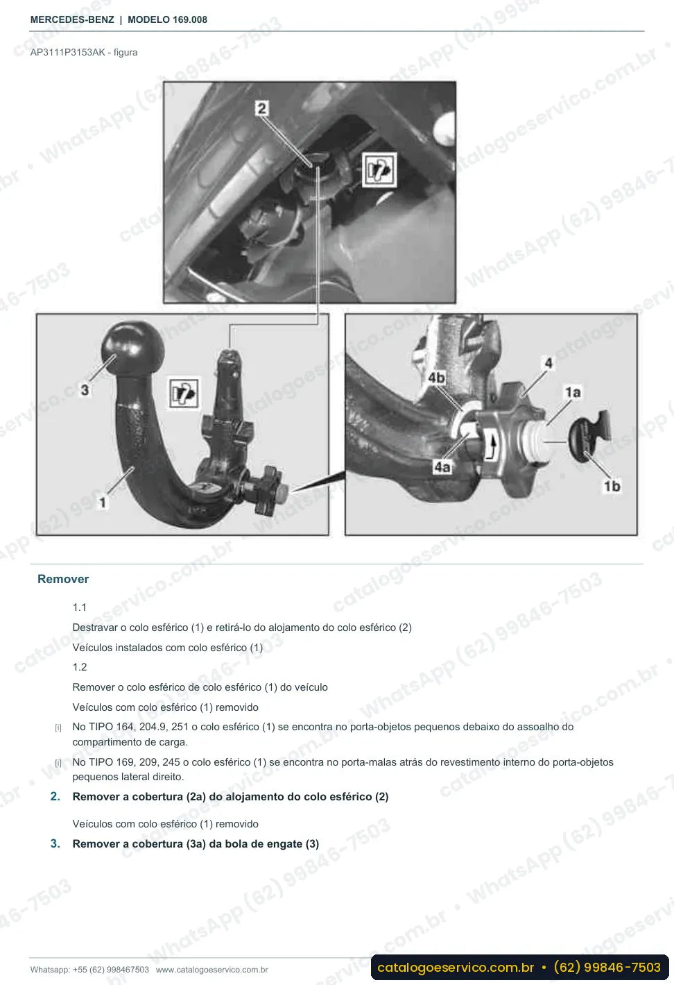 Página de procedimento do manual de oficina Mercedes-Benz A 200 (W169)