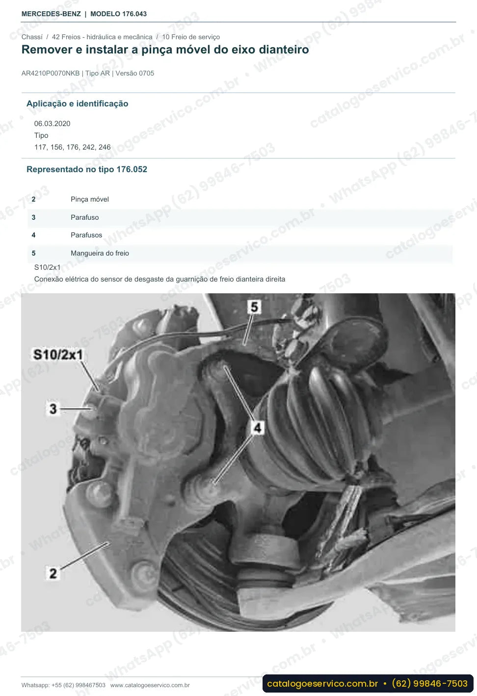 Página de procedimento do manual de oficina Mercedes-Benz A 200 (W176)