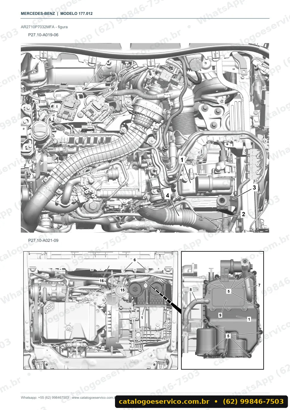 Página de procedimento do manual de oficina Mercedes-Benz A 200 (W177)