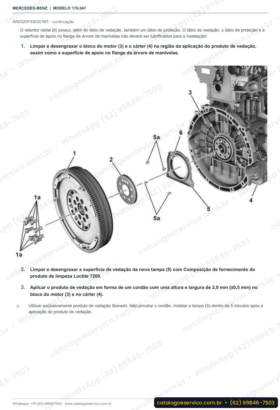 Página de procedimento do manual de oficina Mercedes-Benz A 220 (W176)