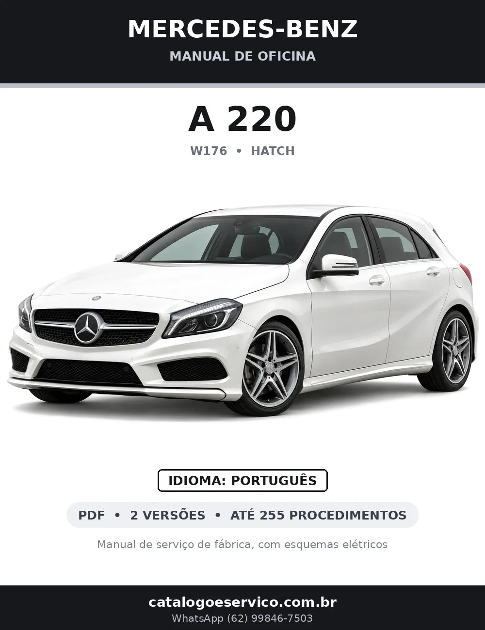Capa do manual de oficina Mercedes-Benz A 220 (W176)