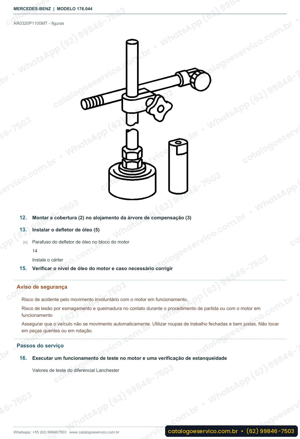Página de procedimento do manual de oficina Mercedes-Benz A 250 (W176)