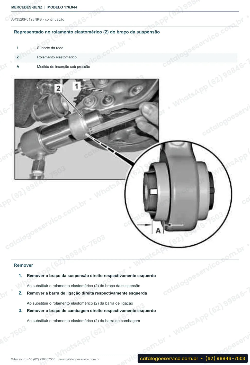 Página de procedimento do manual de oficina Mercedes-Benz A 250 (W176)