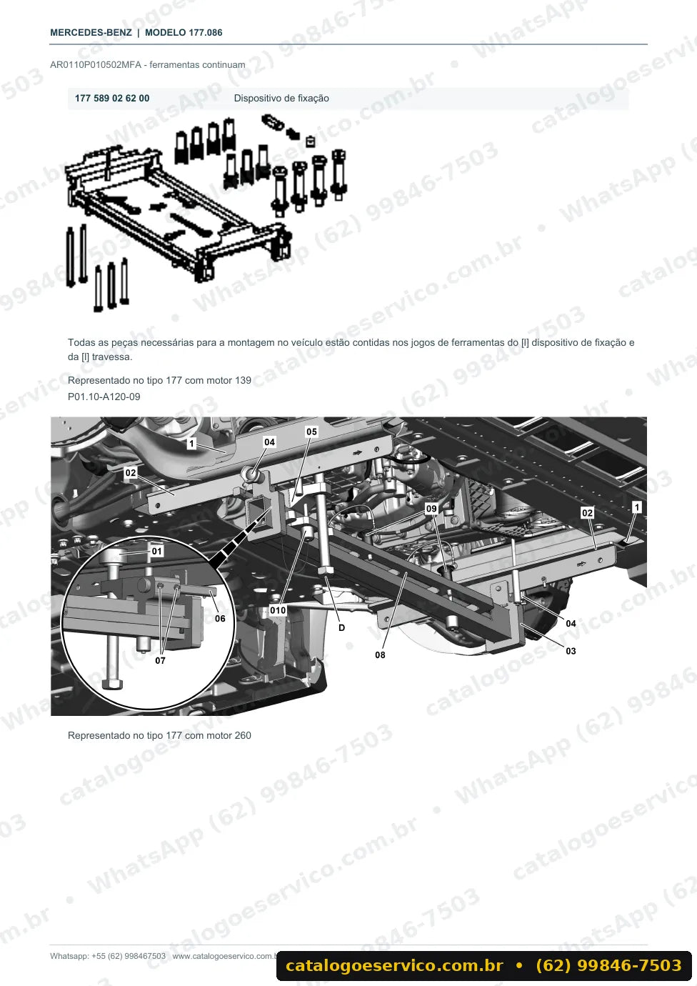 Página de procedimento do manual de oficina Mercedes-Benz A 250 (W177)