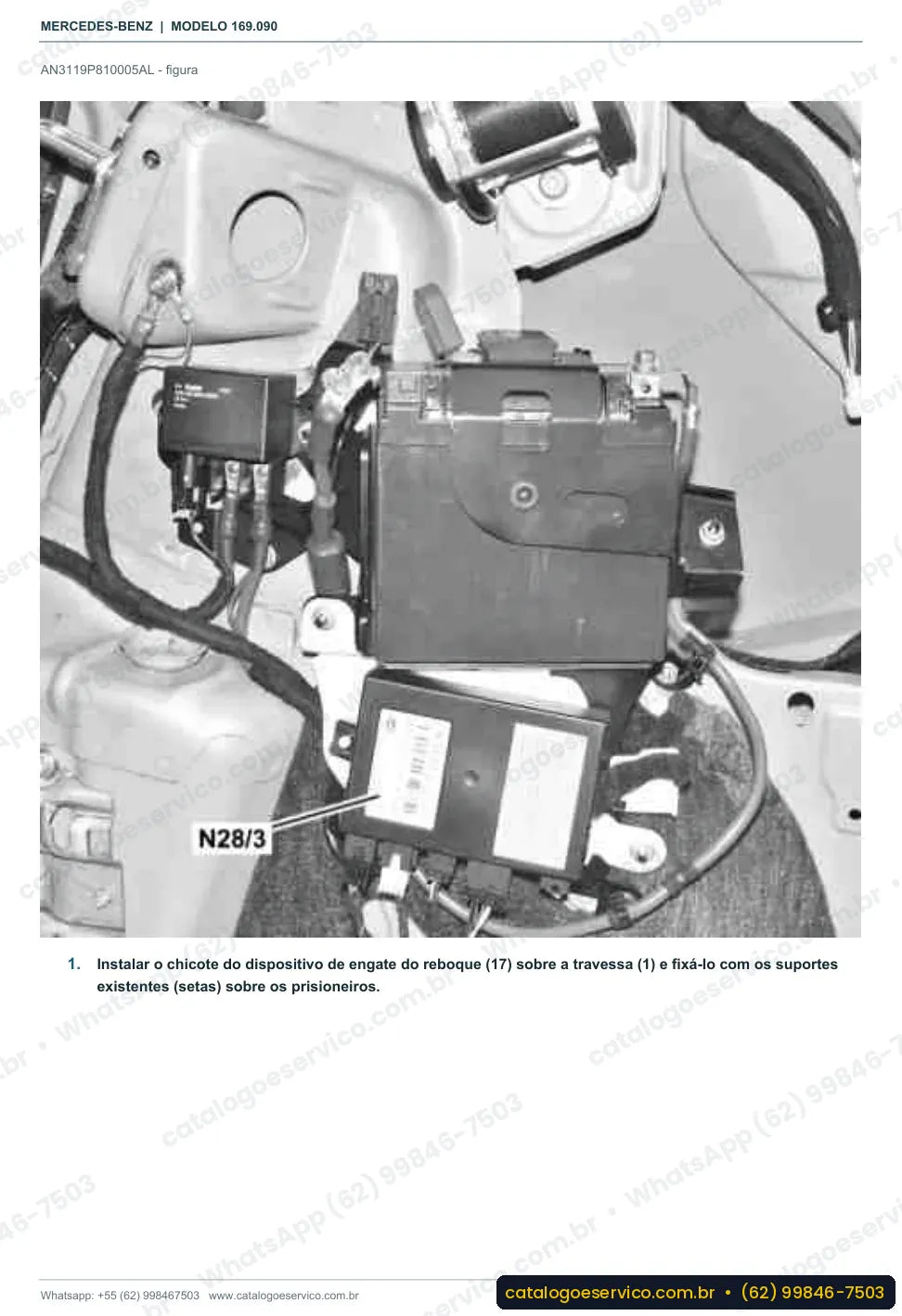 Página de procedimento do manual de oficina Mercedes-Benz A E-CELL (W169)