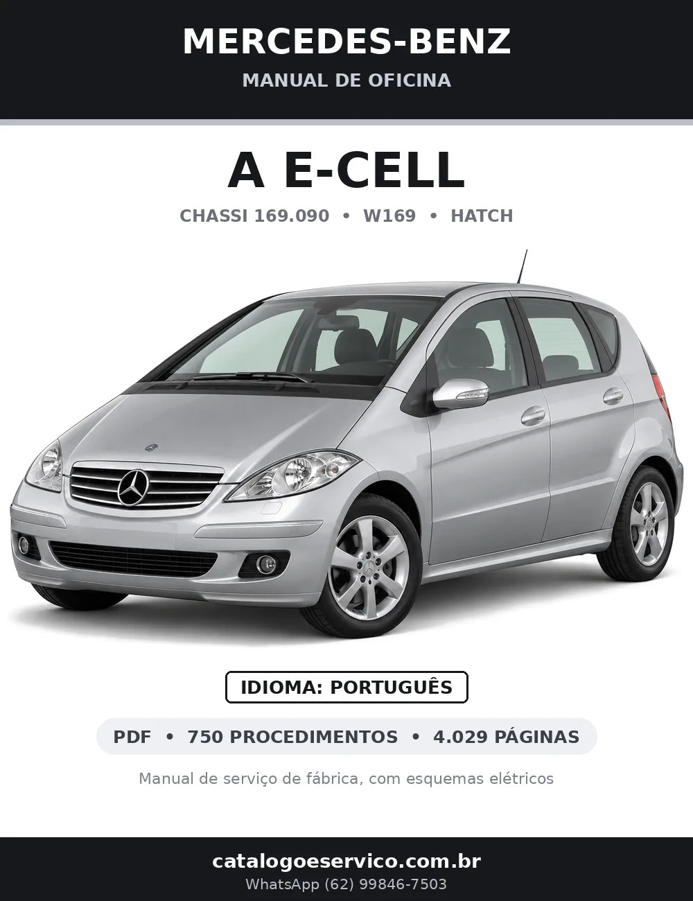 Capa do manual de oficina Mercedes-Benz A E-CELL (W169)