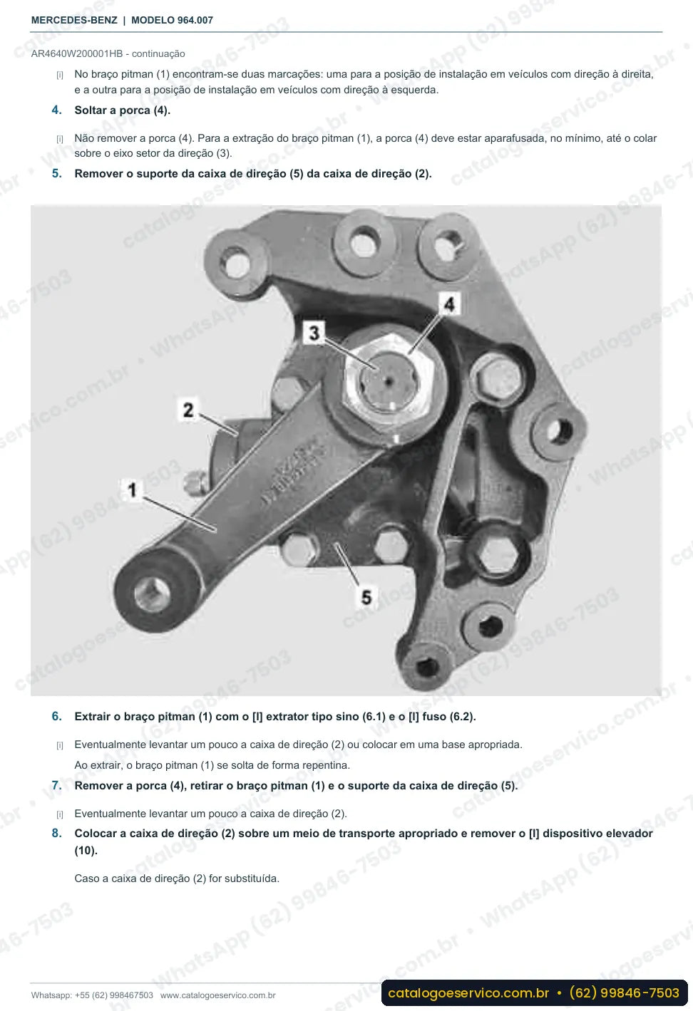 Página de procedimento do manual de oficina Mercedes-Benz Actros 1824 A