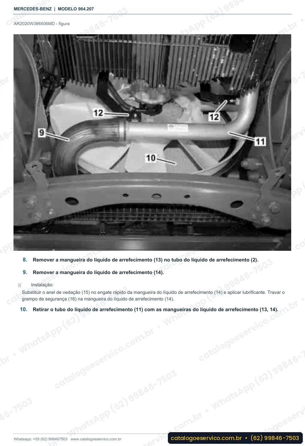 Página de procedimento do manual de oficina Mercedes-Benz Actros 1824 AK