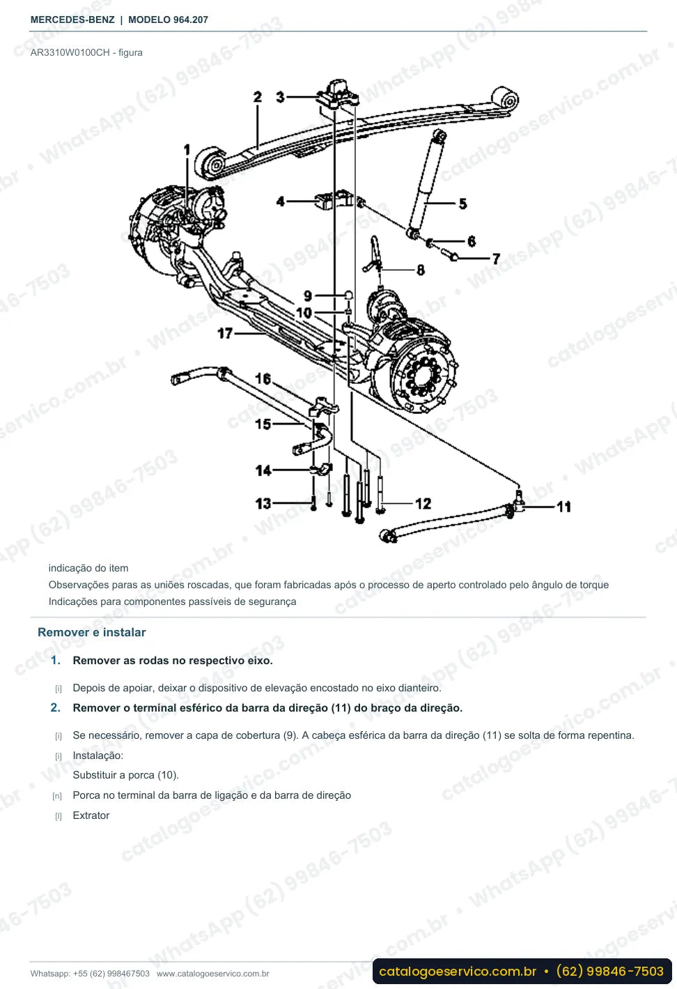 Página de procedimento do manual de oficina Mercedes-Benz Actros 1824 AK