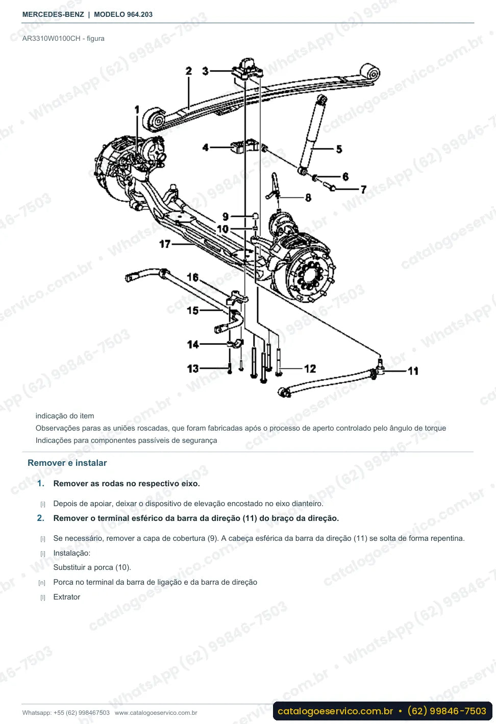 Página de procedimento do manual de oficina Mercedes-Benz Actros 1824 LK