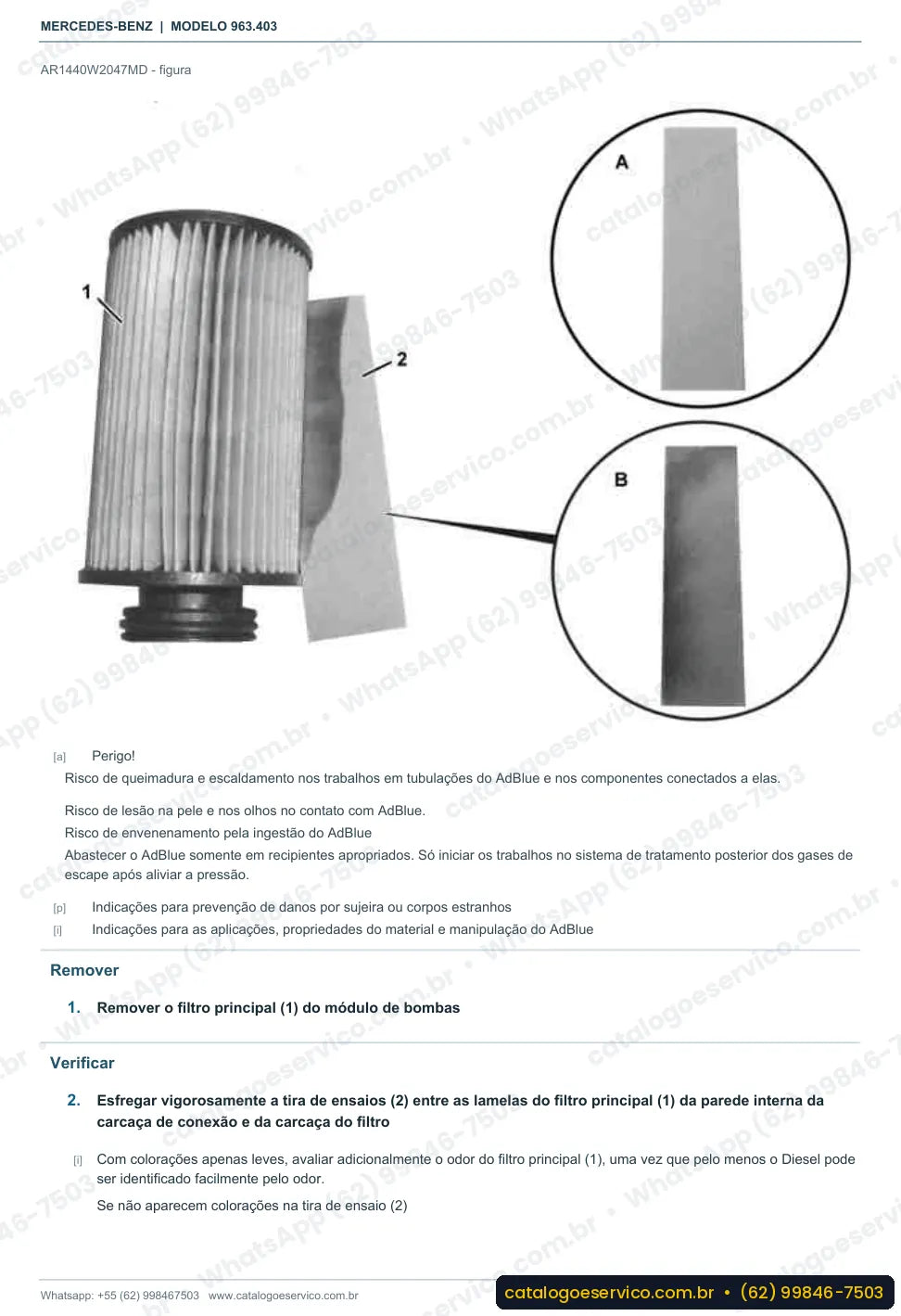 Página de procedimento do manual de oficina Mercedes-Benz Actros 1824 LS