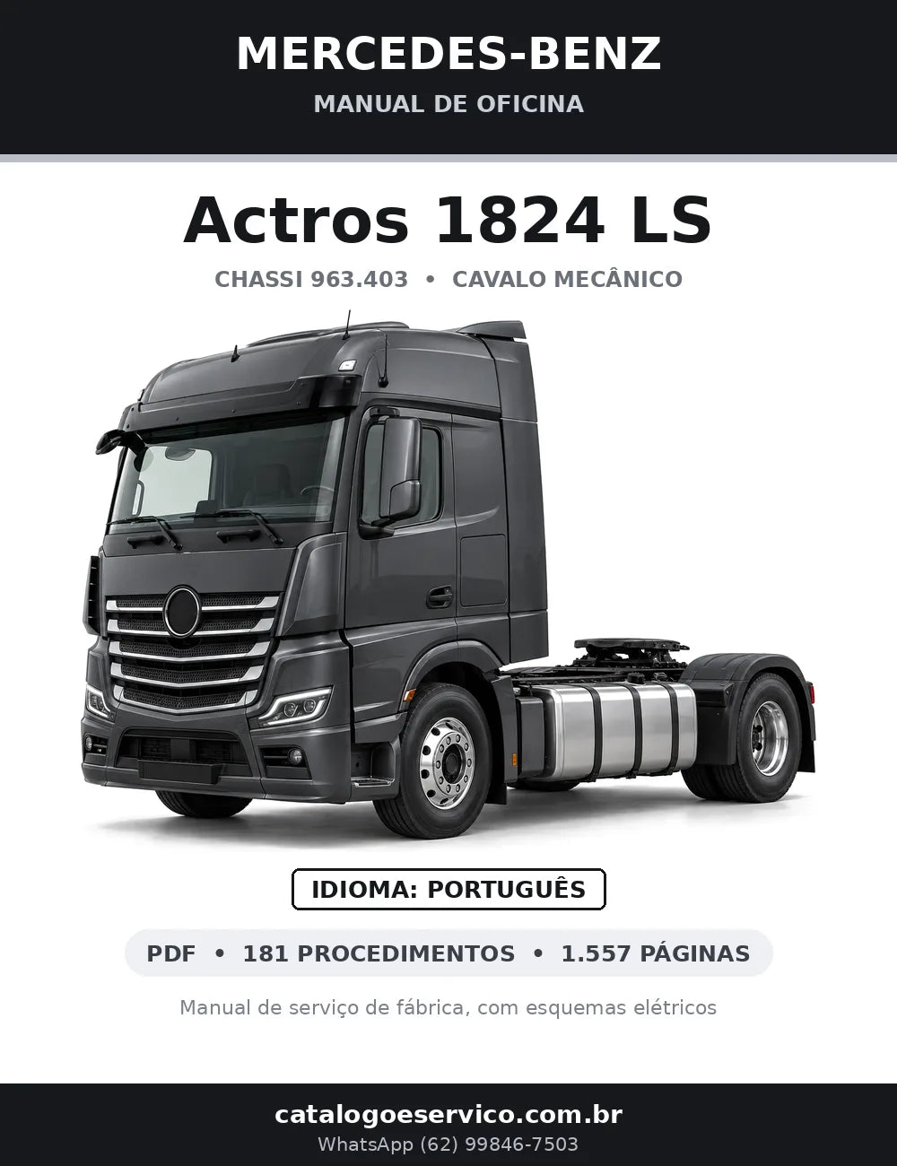 Capa do manual de oficina Mercedes-Benz Actros 1824 LS