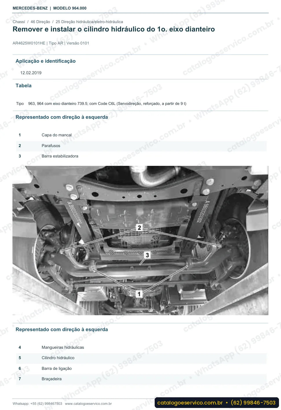 Página de procedimento do manual de oficina Mercedes-Benz Actros 1824