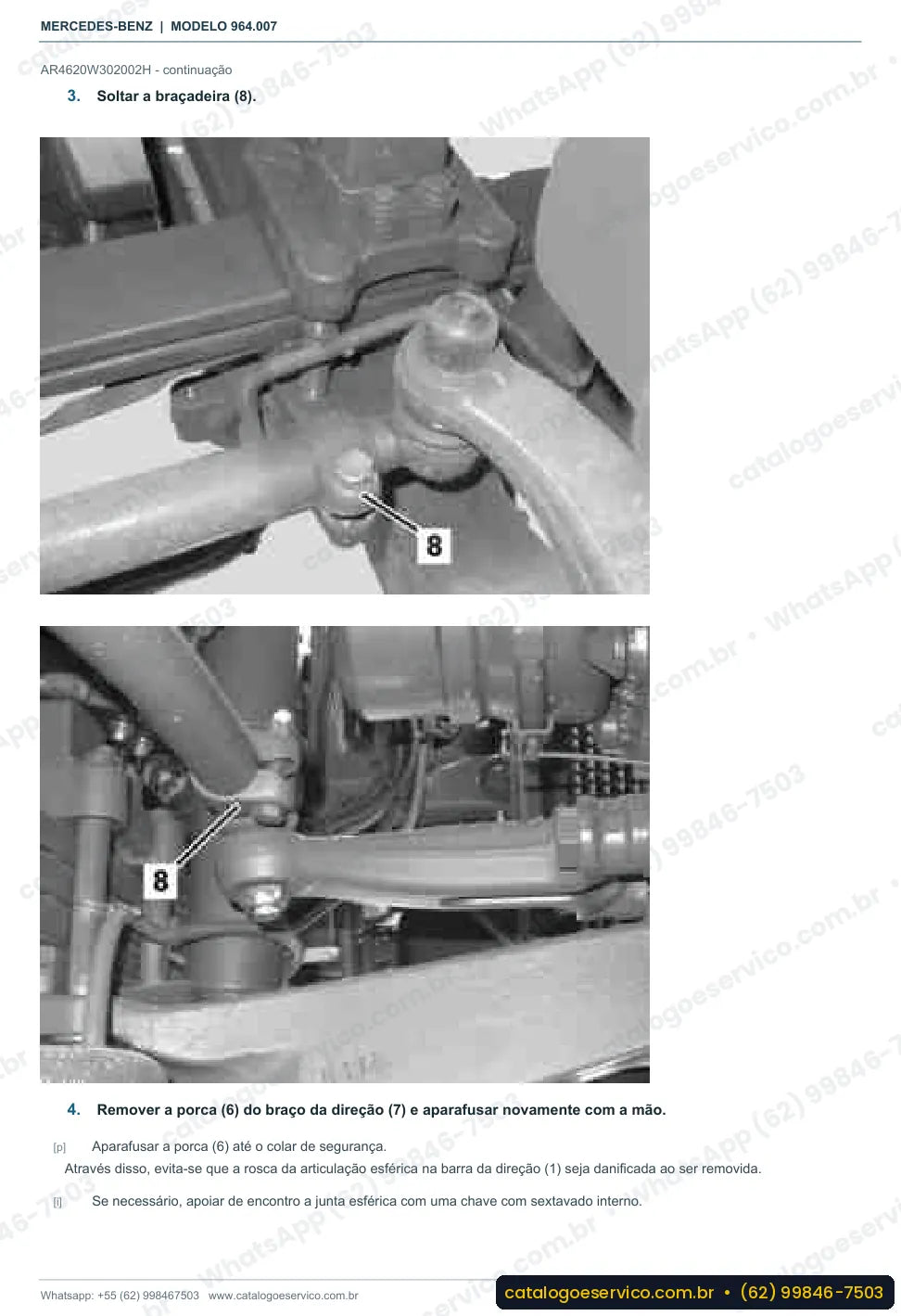 Página de procedimento do manual de oficina Mercedes-Benz Actros 1827 A