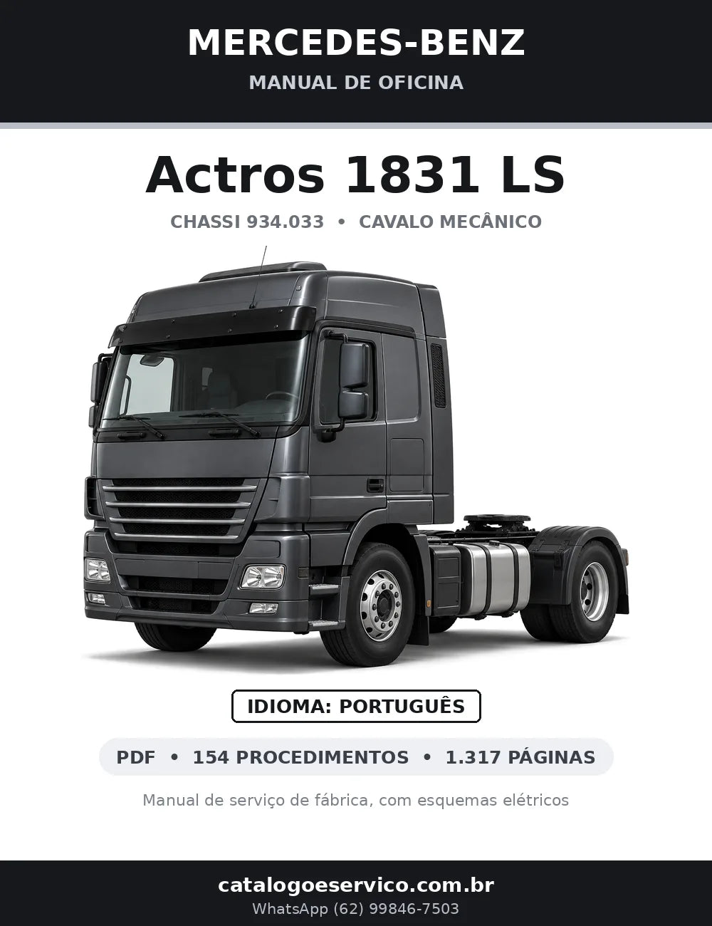 Capa do manual de oficina Mercedes-Benz Actros 1831 LS