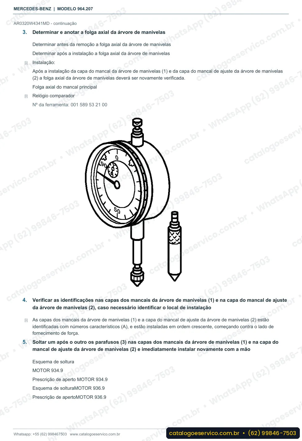 Página de procedimento do manual de oficina Mercedes-Benz Actros 1832 AK