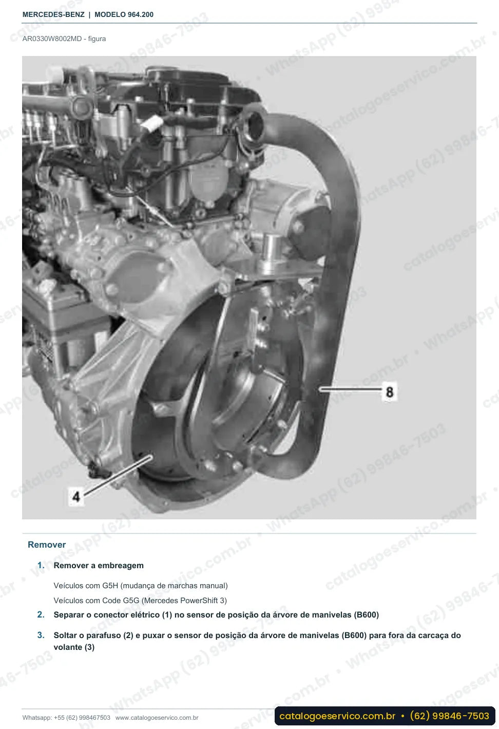 Página de procedimento do manual de oficina Mercedes-Benz Actros 1832 K