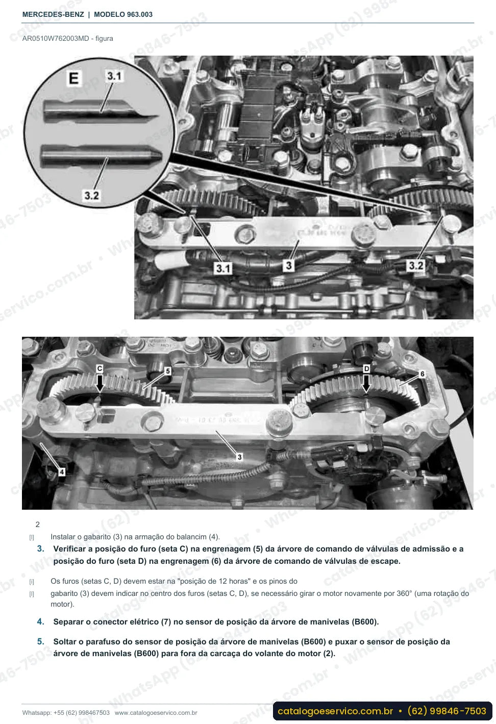 Página de procedimento do manual de oficina Mercedes-Benz Actros 1832 L