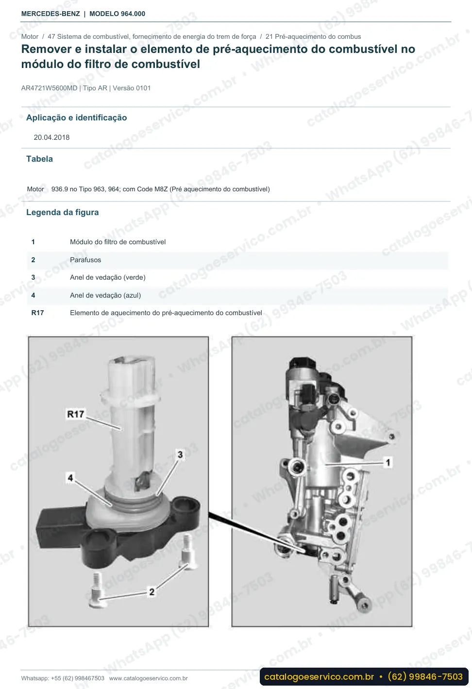 Página de procedimento do manual de oficina Mercedes-Benz Actros 1832