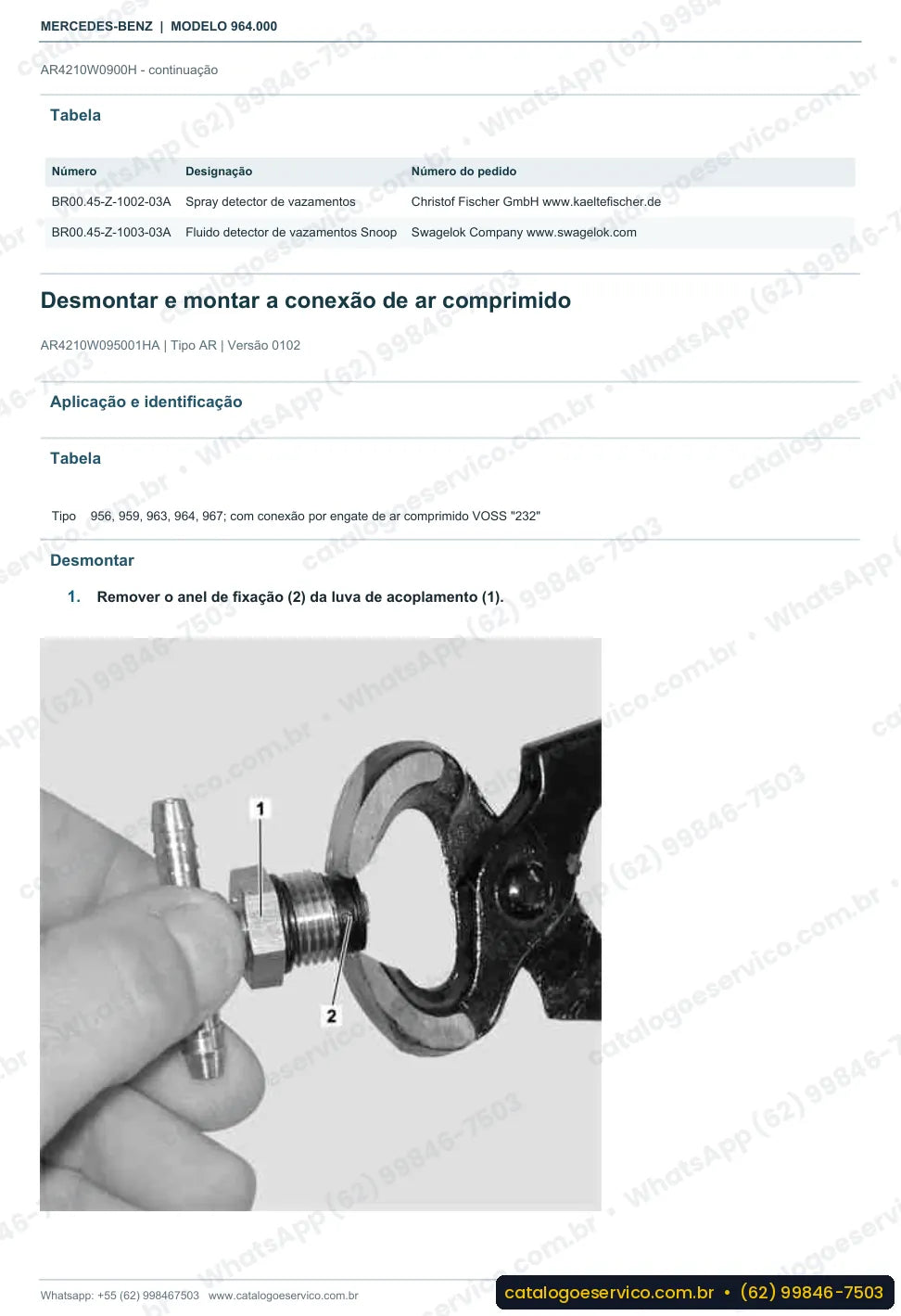 Página de procedimento do manual de oficina Mercedes-Benz Actros 1832