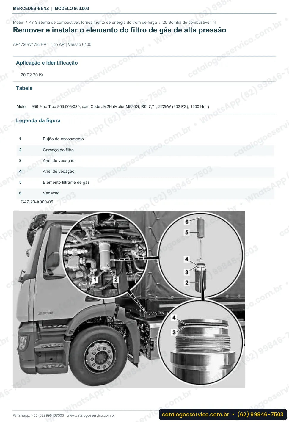 Página de procedimento do manual de oficina Mercedes-Benz Actros 1833 L