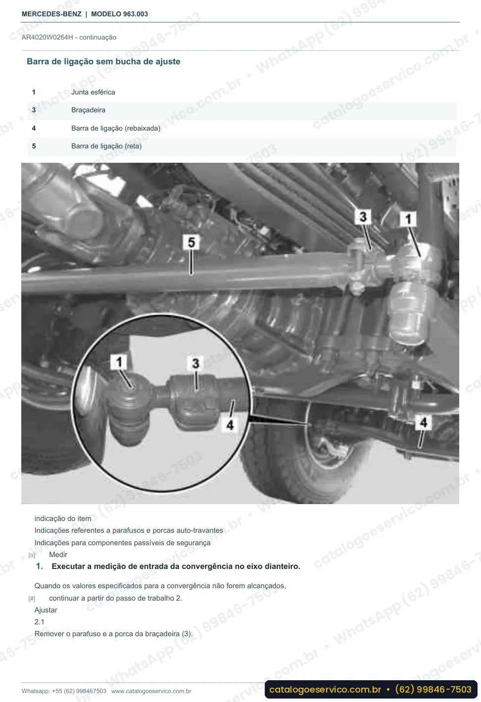 Página de procedimento do manual de oficina Mercedes-Benz Actros 1833 L