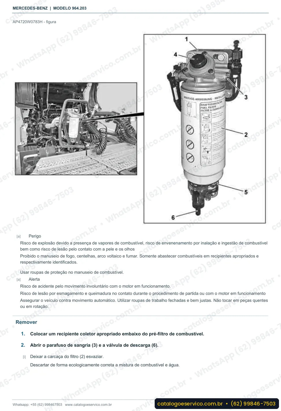 Página de procedimento do manual de oficina Mercedes-Benz Actros 1833 LK