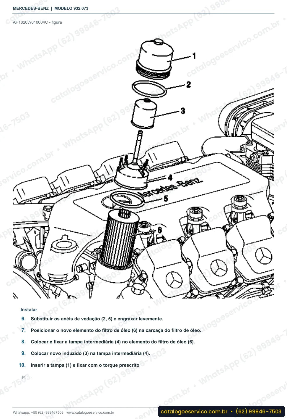 Página de procedimento do manual de oficina Mercedes-Benz Actros 1835 AK