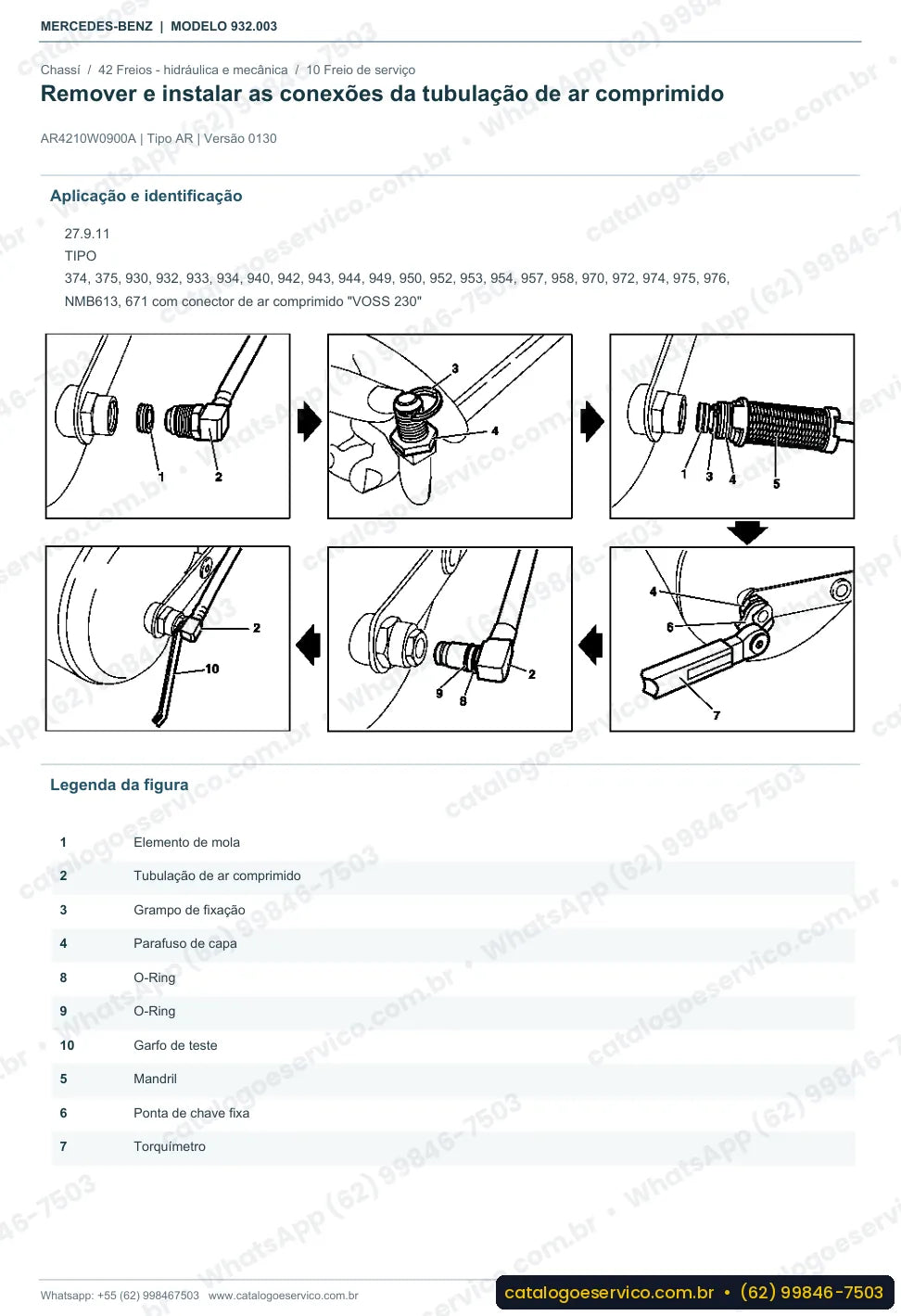 Página de procedimento do manual de oficina Mercedes-Benz Actros 1835 K