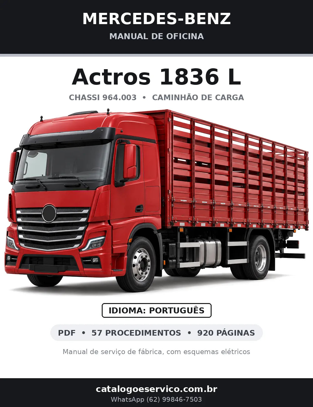 Capa do manual de oficina Mercedes-Benz Actros 1836 L