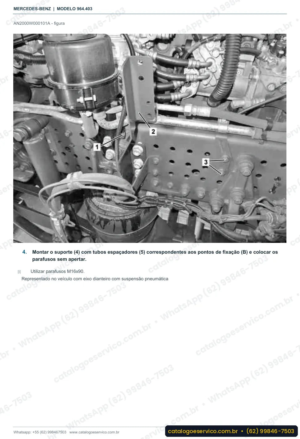 Página de procedimento do manual de oficina Mercedes-Benz Actros 1836 LS